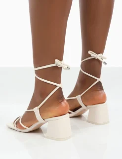 Public Desire Aloha Lace Up Block Mid Heeled Sandals | Women Mid Heels