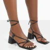 Public Desire Aloha Wide Fit Lace Up Block Mid Heeled Sandals | Women Wide Fit Heels