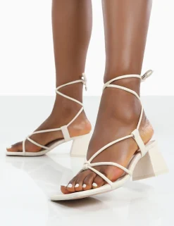 Public Desire Aloha Wide Fit Lace Up Block Mid Heeled Sandals | Women Wide Fit Heels