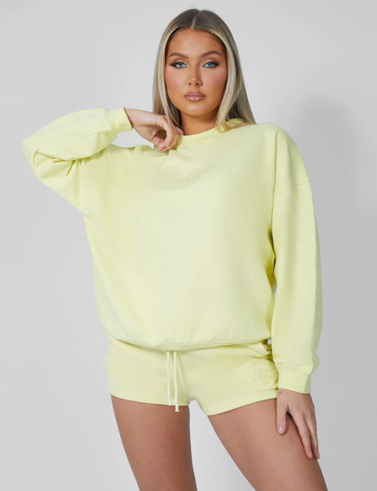 Public Desire Amalfi Coast Embroidered Oversized Sweatshirt | Women Sweatshirt & Hoodies