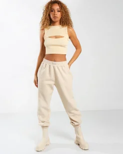 Public Desire Amber X Ribbed Cut Out Crop T-Shirt In Butter | Women Tops