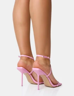 Public Desire Amy Baby Strappy Barely There Square Toe Stiletto Heels | Women Barely There Heels