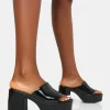 Public Desire Ariel Patent Mule Chunky Mid Platform Heels | Women Platform Heels