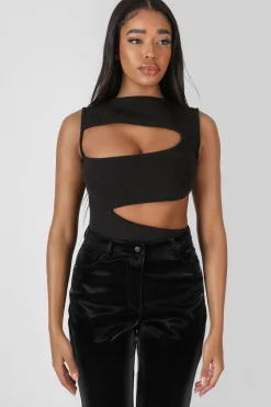 Public Desire Asymmetric Cut Away Bodysuit | Women Bodysuits