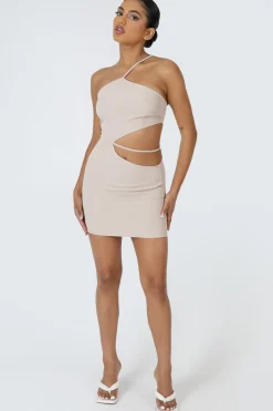 Public Desire Asymmetric Cutout Waist Strappy Mini Dress | Women Dresses