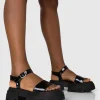 Public Desire Athens Patent Round Toe Chunky Flat Sandals | Women Chunky Sandals