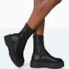 Public Desire Auden Black Pu Chunky Sole Ankle Boots | Women Chunky Boots