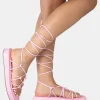 Public Desire Babygirl Baby Flatform Lace Up Sandals | Women Flatforms