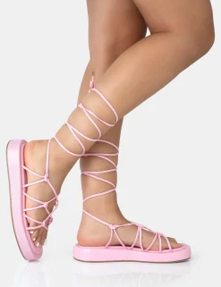 Public Desire Babygirl Baby Flatform Lace Up Sandals | Women Flatforms