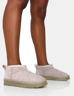Public Desire Bambi Light Faux Suede Ultra Mini Ankle Boots | Women Ultra Mini Boots