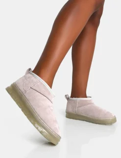 Public Desire Bambi Light Faux Suede Ultra Mini Ankle Boots | Women Ultra Mini Boots