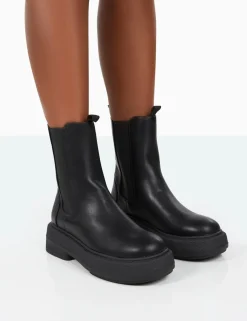 Public Desire Barbie Pu Platform Chunky Sole Chelsea Boots | Women Chunky Boots