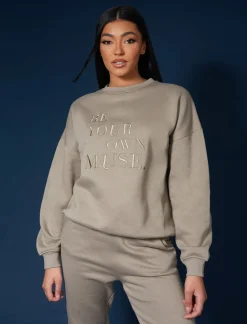 Public Desire Be Your Own Muse Embroidered Sweatshirt | Women Sweatshirt & Hoodies