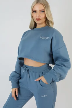 Public Desire Be Your Own Muse Wave Print Cropped Sweatshirt | Women Sweatshirt & Hoodies