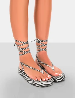 Public Desire Beach Babe Lace Up Toe Thong Flatform Sandals | Women Strappy Sandals