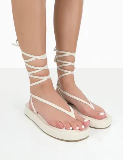 Public Desire Beach Babe Lace Up Toe Thong Flatform Sandals | Women Strappy Sandals