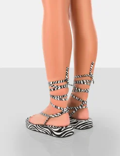 Public Desire Beach Babe Lace Up Toe Thong Flatform Sandals | Women Strappy Sandals