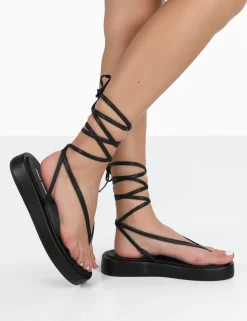 Public Desire Beach Babe Lace Up Toe Thong Flatform Sandals | Women Strappy Sandals