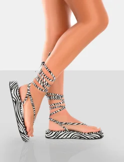 Public Desire Beach Babe Lace Up Toe Thong Flatform Sandals | Women Strappy Sandals