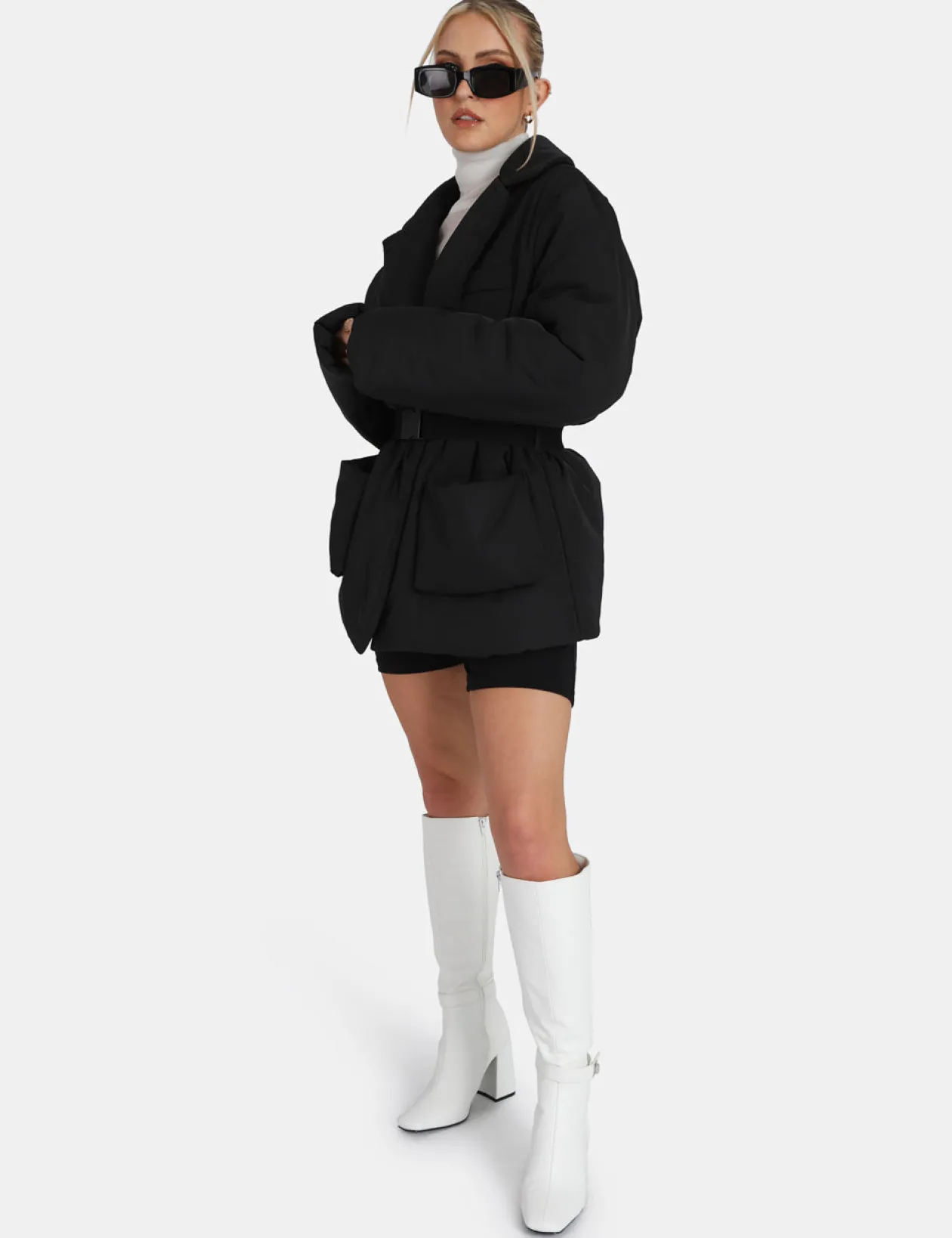 Public Desire Belted Puffer Blazer | Women Outerwear & Jackets
