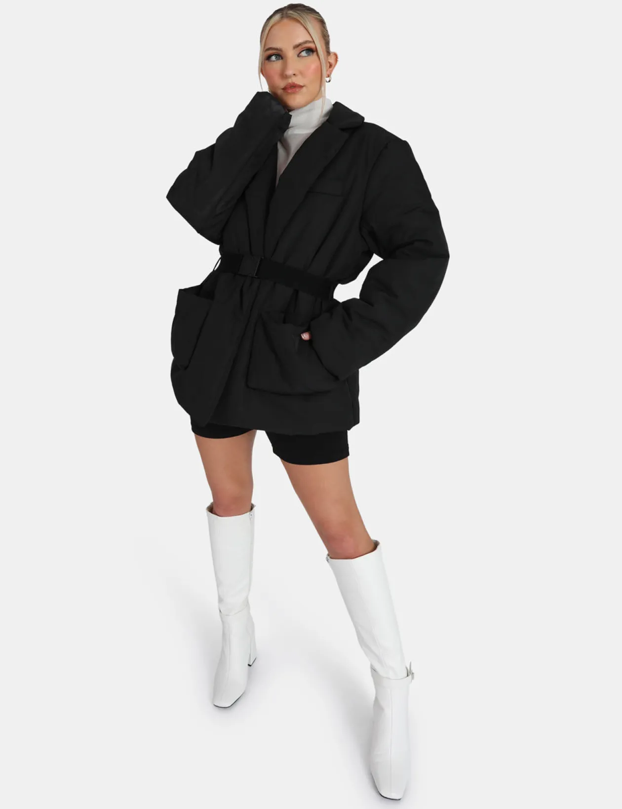 Public Desire Belted Puffer Blazer | Women Outerwear & Jackets