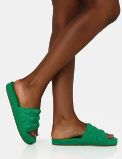 Public Desire Bestie Nylon Embossed Heart Slider Sandals | Women Chunky Sandals