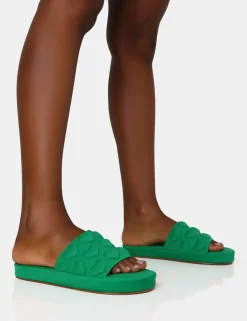 Public Desire Bestie Nylon Embossed Heart Slider Sandals | Women Chunky Sandals