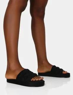 Public Desire Bestie Nylon Embossed Heart Slider Sandals | Women Chunky Sandals