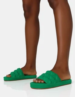 Public Desire Bestie Nylon Embossed Heart Slider Sandals | Women Chunky Sandals