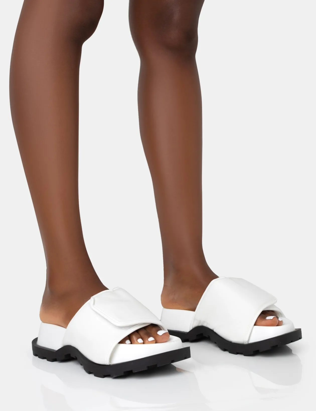 Public Desire Blaze Nylon Sporty Slider Sandals | Women White Sandals