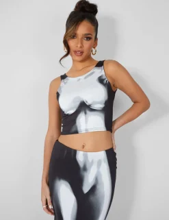 Public Desire Body Heat Print Racer Slinky Top | Women Tops