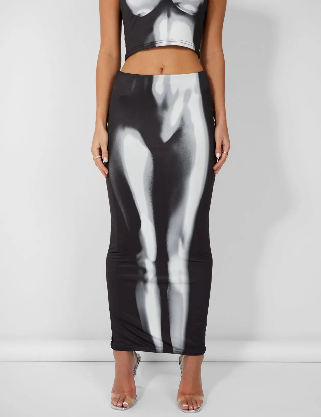 Public Desire Body Heat Print Slinky Midaxi Skirt | Women Skirts