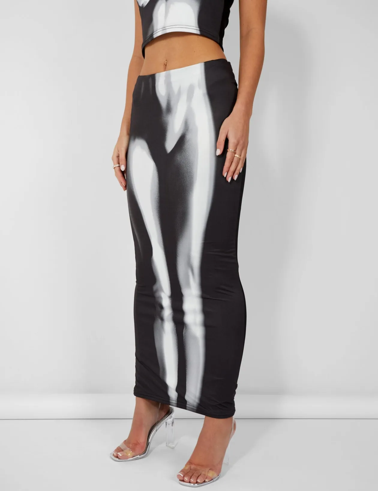 Public Desire Body Heat Print Slinky Midaxi Skirt | Women Skirts