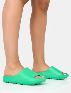 Public Desire Brady Jade Rubber Flat Slider Sandals | Women Chunky Sandals