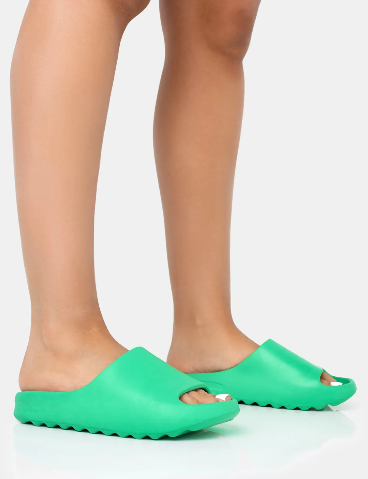 Public Desire Brady Jade Rubber Flat Slider Sandals | Women Chunky Sandals