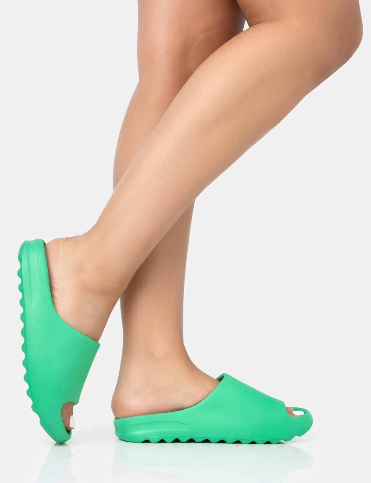 Public Desire Brady Jade Rubber Flat Slider Sandals | Women Chunky Sandals