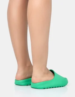 Public Desire Brady Jade Rubber Flat Slider Sandals | Women Chunky Sandals