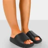 Public Desire Brady Rubber Flat Slider Sandals | Women Chunky Sandals