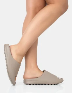 Public Desire Brady Rubber Flat Slider Sandals | Women Chunky Sandals