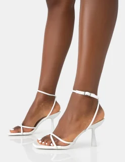 Public Desire Bree Patent Barely There Square Toe Mid Stiletto Heels | Women Stilettos