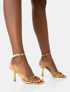 Public Desire Bree Pu Barely There Square Toe Mid Stiletto Heels | Women Stilettos