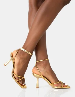 Public Desire Bree Pu Barely There Square Toe Mid Stiletto Heels | Women Stilettos