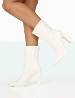 Public Desire Bridget Pu Pointed Toe Block Heeled Ankle Boots | Women Heeled Boots