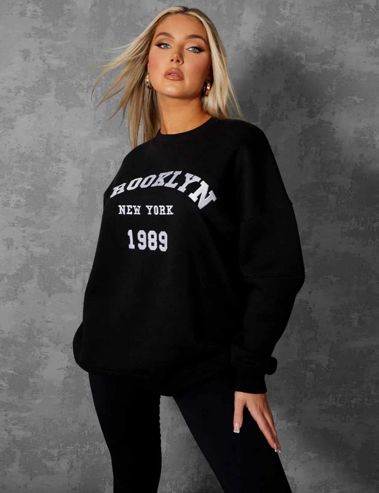 Public Desire Brooklyn Slogan Oversized Sweatshirt | Women Sweatshirt & Hoodies