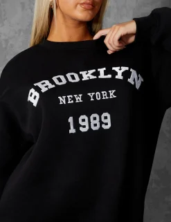 Public Desire Brooklyn Slogan Oversized Sweatshirt | Women Sweatshirt & Hoodies