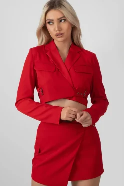 Public Desire Buckle Detail Cropped Blazer | Women Outerwear & Jackets