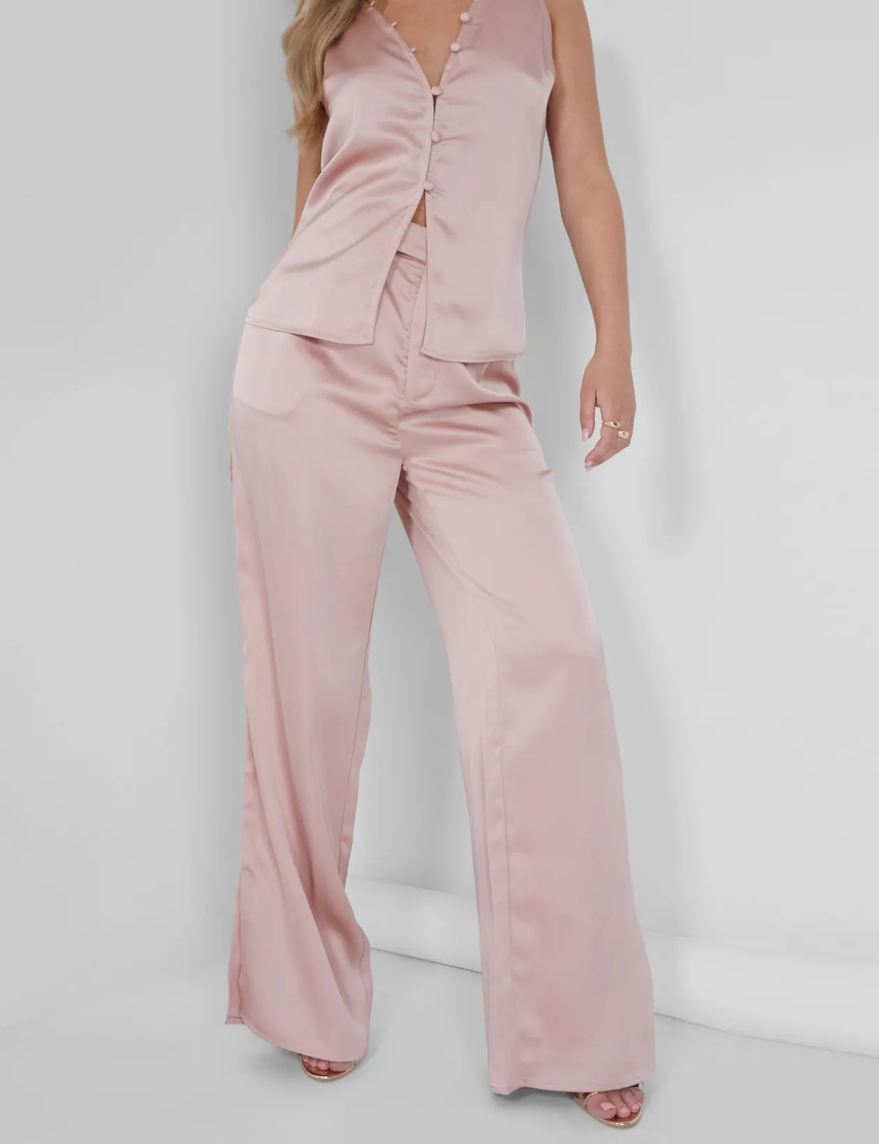 Public Desire Button Detail Satin Waistcoat Top | Women Tailoring