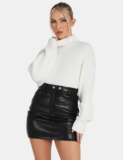 Public Desire Button Waist Pu Mini Skirt | Women Skirts