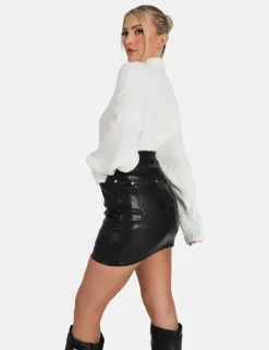 Public Desire Button Waist Pu Mini Skirt | Women Skirts