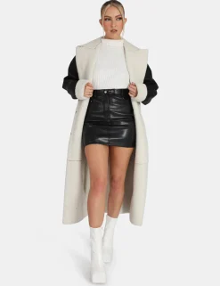 Public Desire Button Waist Pu Mini Skirt | Women Skirts